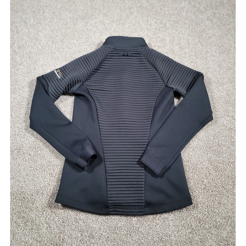 Under Armour Jacket Size XS Black Womens PGA Logo Thermal Mock Stretch Fitted - Picture 2 of 16
